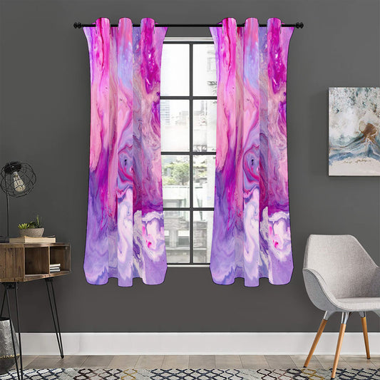 Purple Liquid Marble Print Curtain