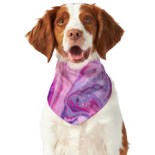 Purple Liquid Marble Print Dog Bandana