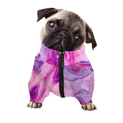 Purple Liquid Marble Print Dog Zip Up Jacket