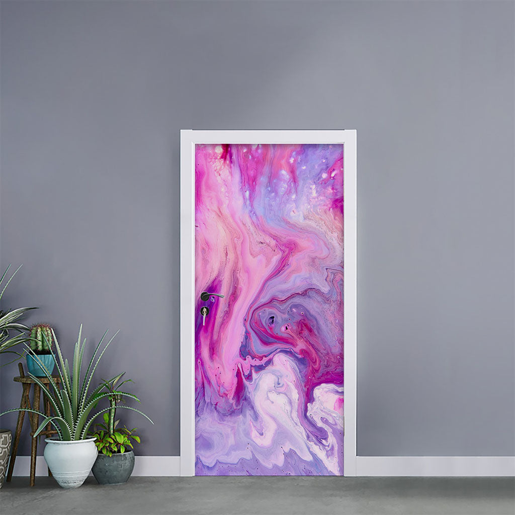 Purple Liquid Marble Print Door Sticker