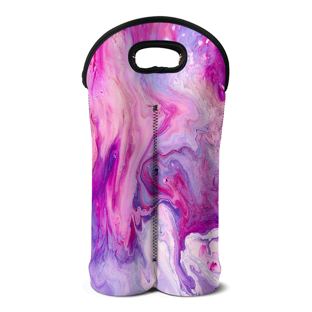 Purple Liquid Marble Print Double Neoprene Wine Tote