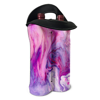 Purple Liquid Marble Print Double Neoprene Wine Tote