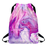 Purple Liquid Marble Print Drawstring Backpack