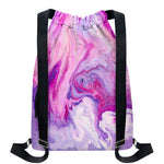 Purple Liquid Marble Print Drawstring Backpack