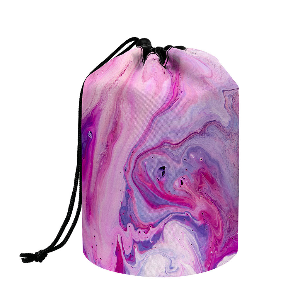 Purple Liquid Marble Print Drawstring Makeup Bag