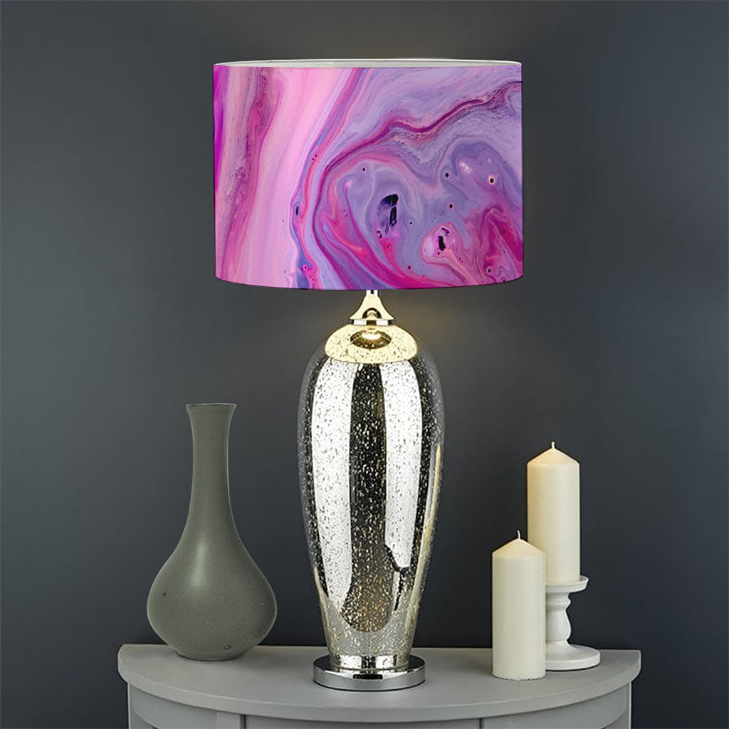 Purple Liquid Marble Print Drum Lamp Shade