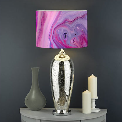 Purple Liquid Marble Print Drum Lamp Shade