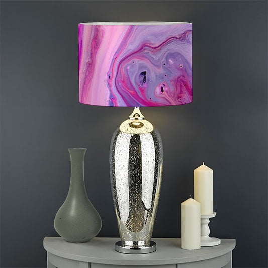 Purple Liquid Marble Print Drum Lamp Shade