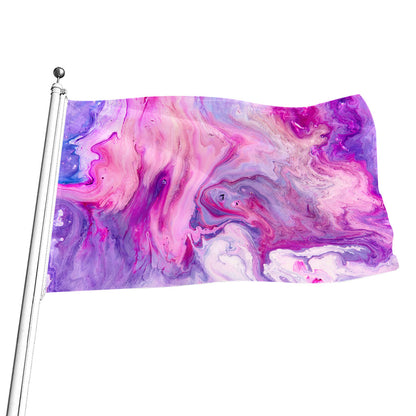 Purple Liquid Marble Print Flag