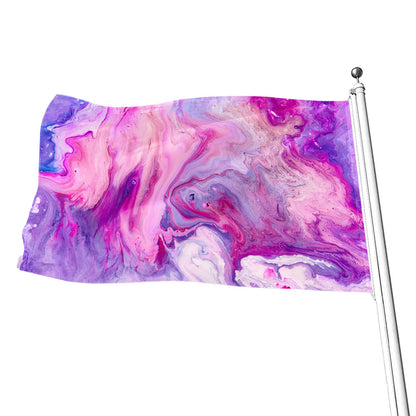 Purple Liquid Marble Print Flag