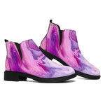 Purple Liquid Marble Print Flat Ankle Boots