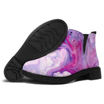 Purple Liquid Marble Print Flat Ankle Boots