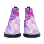 Purple Liquid Marble Print Flat Ankle Boots