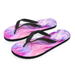 Purple Liquid Marble Print Flip Flops