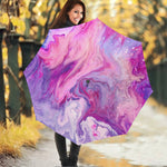 Purple Liquid Marble Print Foldable Umbrella