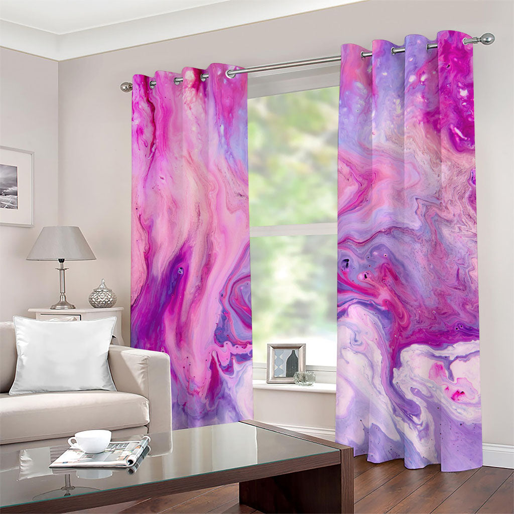Purple Liquid Marble Print Grommet Curtains