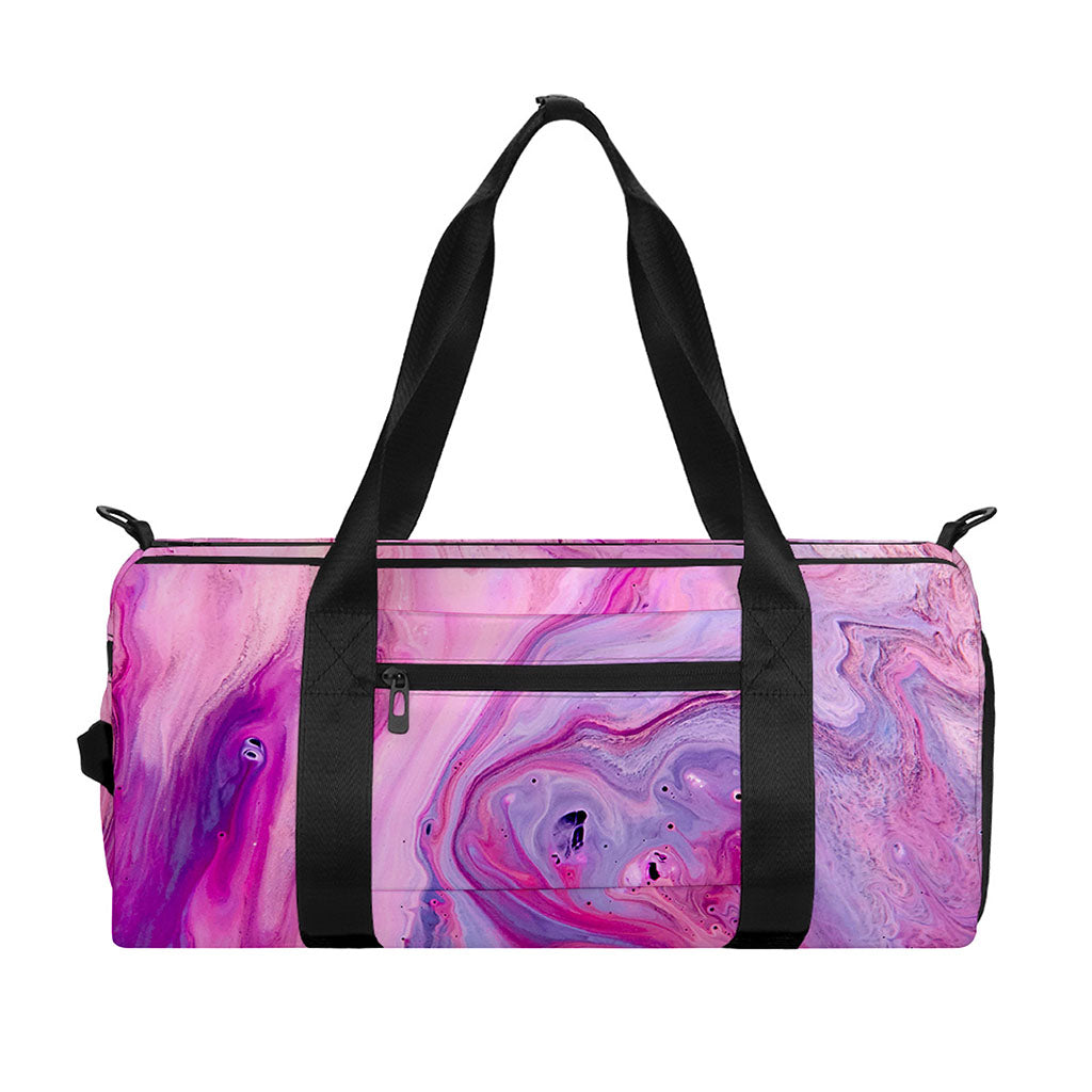 Purple Liquid Marble Print Gym Bag