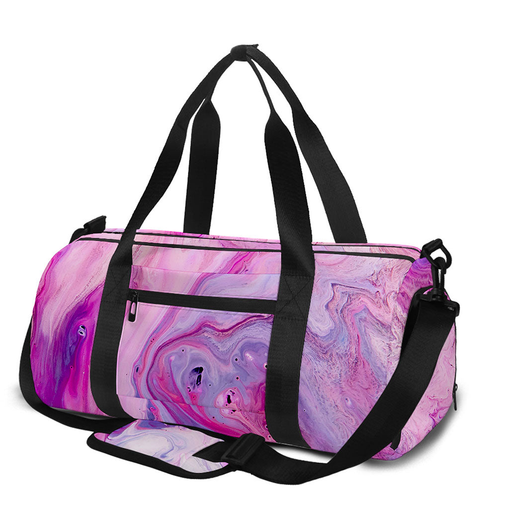 Purple Liquid Marble Print Gym Bag