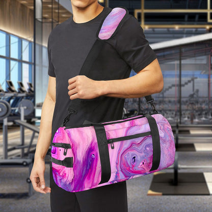 Purple Liquid Marble Print Gym Bag