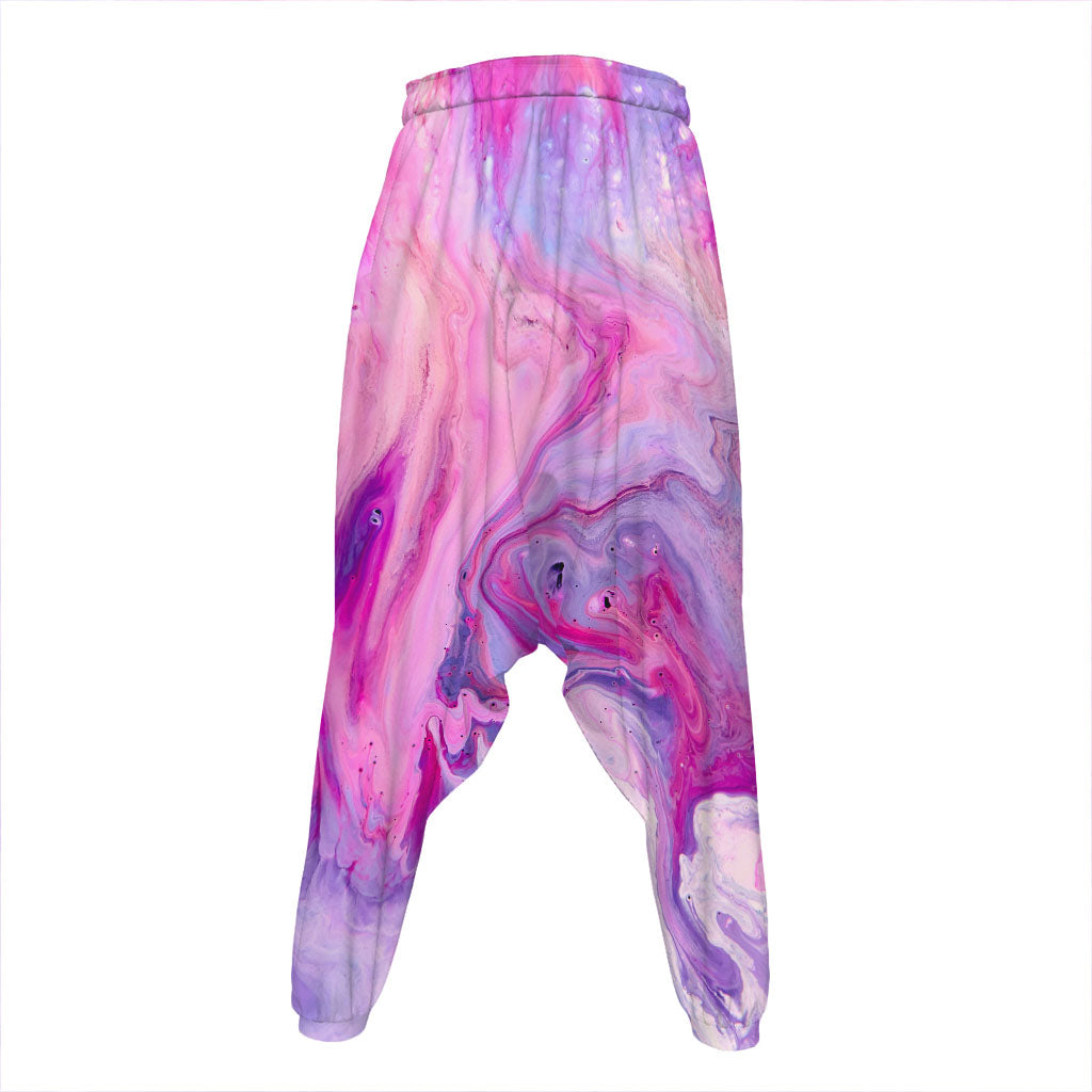Purple Liquid Marble Print Hammer Pants