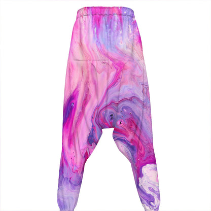 Purple Liquid Marble Print Hammer Pants