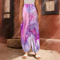Purple Liquid Marble Print Harem Pants