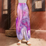 Purple Liquid Marble Print Harem Pants