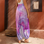 Purple Liquid Marble Print Harem Pants