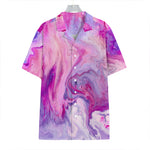 Purple Liquid Marble Print Hawaiian Shirt