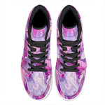 Purple Liquid Marble Print High Top Leather Sneakers