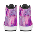 Purple Liquid Marble Print High Top Leather Sneakers