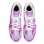 Purple Liquid Marble Print High Top Leather Sneakers