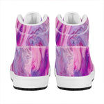 Purple Liquid Marble Print High Top Leather Sneakers