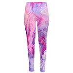 Purple Liquid Marble Print High-Waisted Pocket Leggings