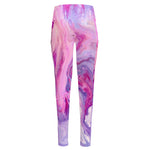 Purple Liquid Marble Print High-Waisted Pocket Leggings