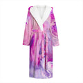 Purple Liquid Marble Print Hooded Bathrobe