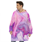 Purple Liquid Marble Print Hoodie Blanket