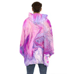 Purple Liquid Marble Print Hoodie Blanket