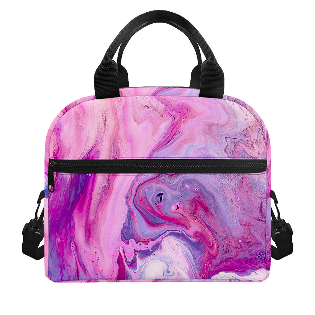 Purple Liquid Marble Print Insulated Lunch Bag