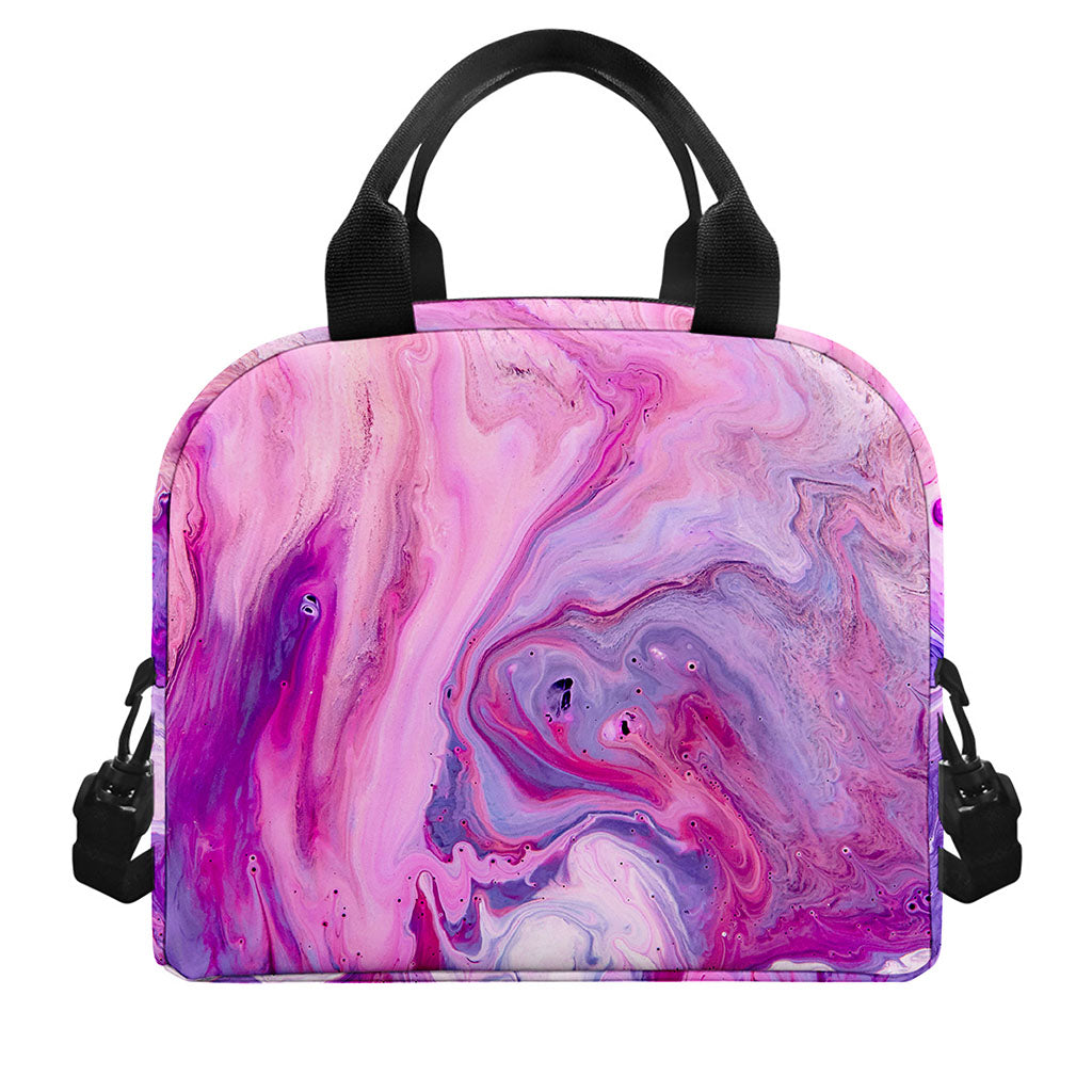 Purple Liquid Marble Print Insulated Lunch Bag