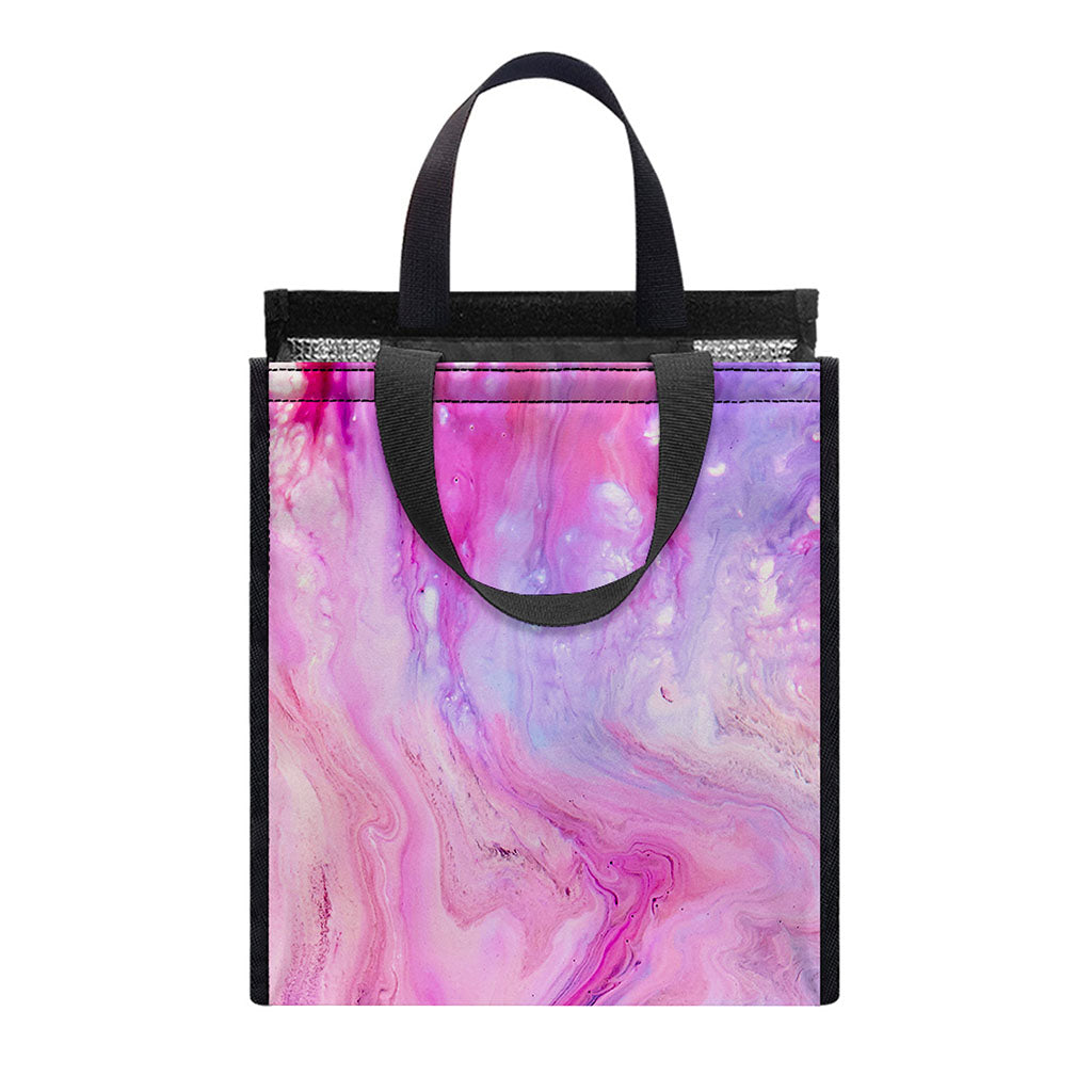 Purple Liquid Marble Print Insulated Lunch Tote