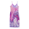 Purple Liquid Marble Print Jersey Midi Cami Dress