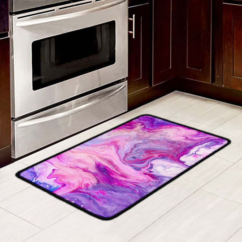 Purple Liquid Marble Print Kitchen Mat