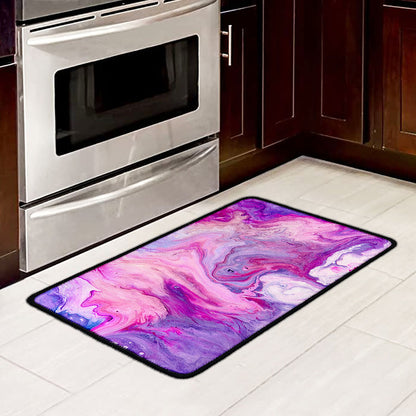 Purple Liquid Marble Print Kitchen Mat