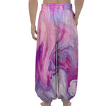 Purple Liquid Marble Print Lantern Pants