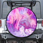 Purple Liquid Marble Print Leather Spare Tire Cover