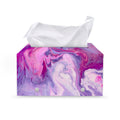 Purple Liquid Marble Print Leather Tissue Box Cover
