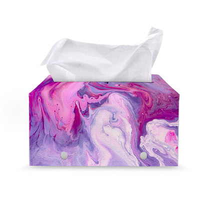 Purple Liquid Marble Print Leather Tissue Box Cover