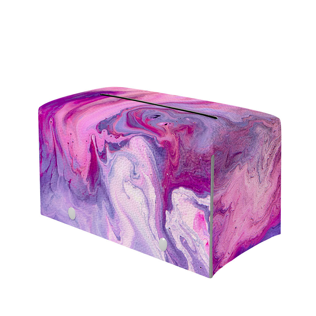 Purple Liquid Marble Print Leather Tissue Box Cover