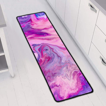 Purple Liquid Marble Print Long Kitchen Mat